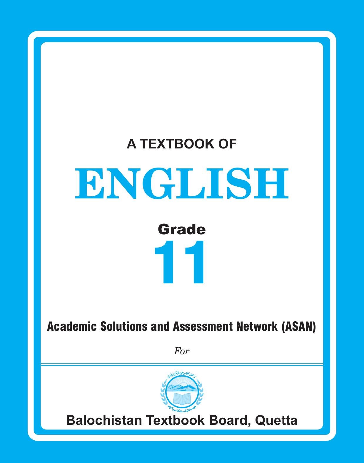 English - Grade 11 — Class 11 Balochistan Board book title page
