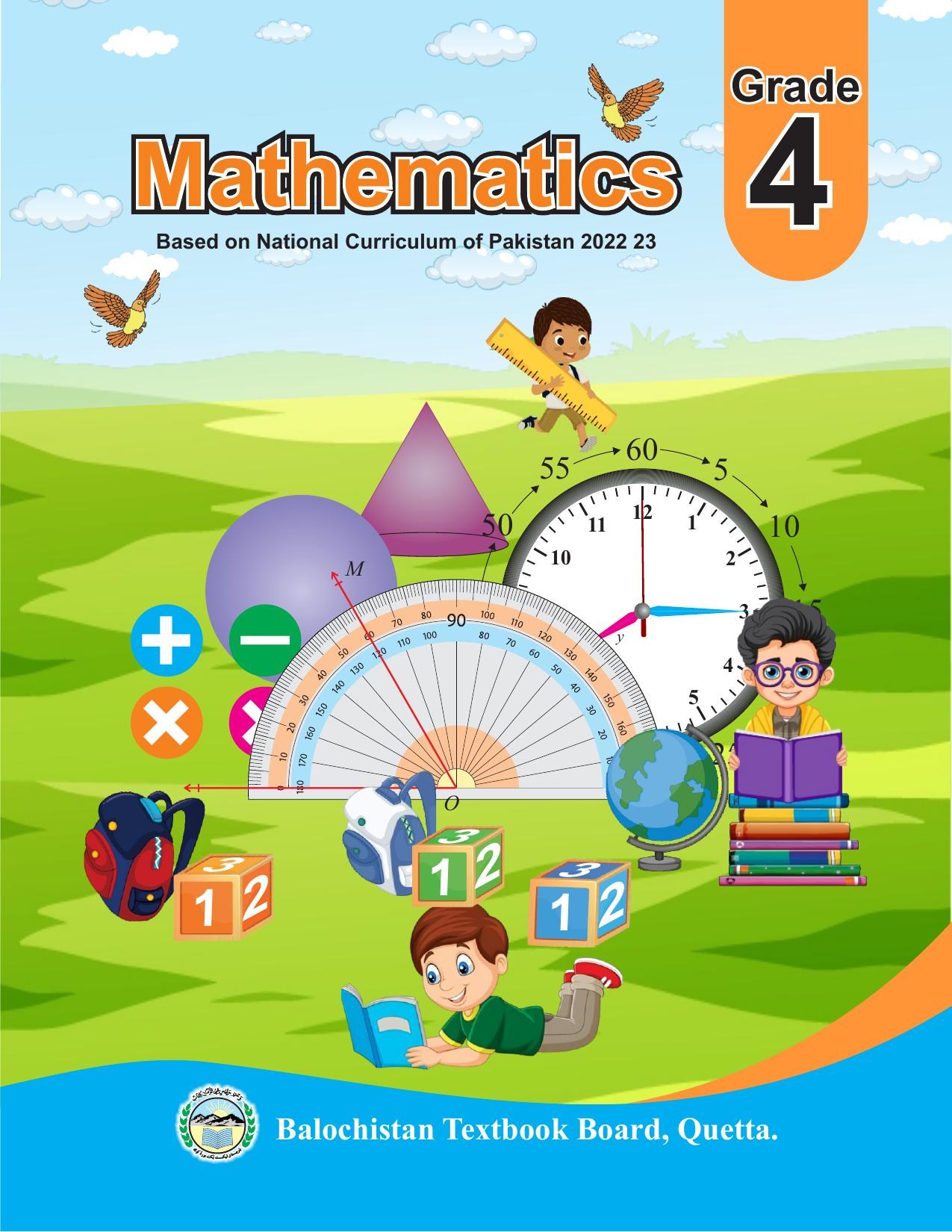 Mathematics - Grade 4 — Class 4 Balochistan Board book title page