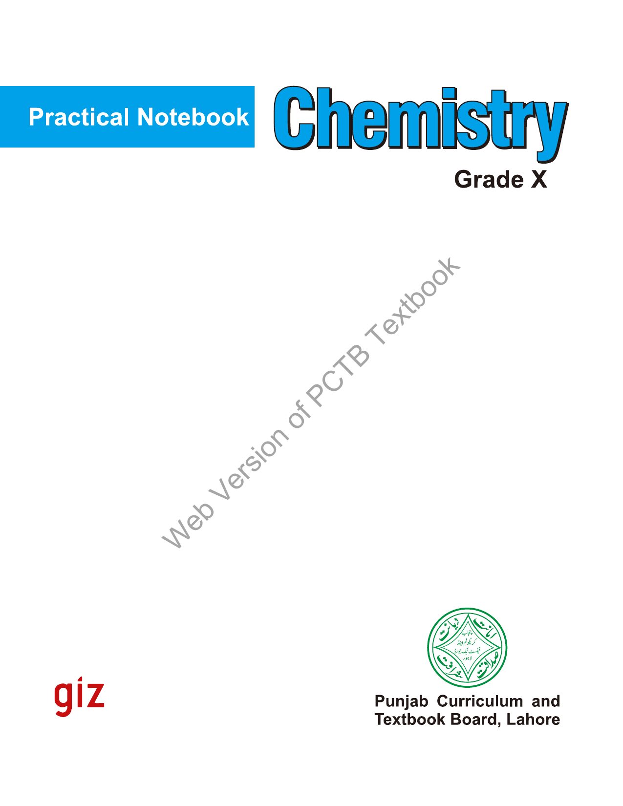 PNB Chemistry (EM) — Class 10 Punjab Board book title page