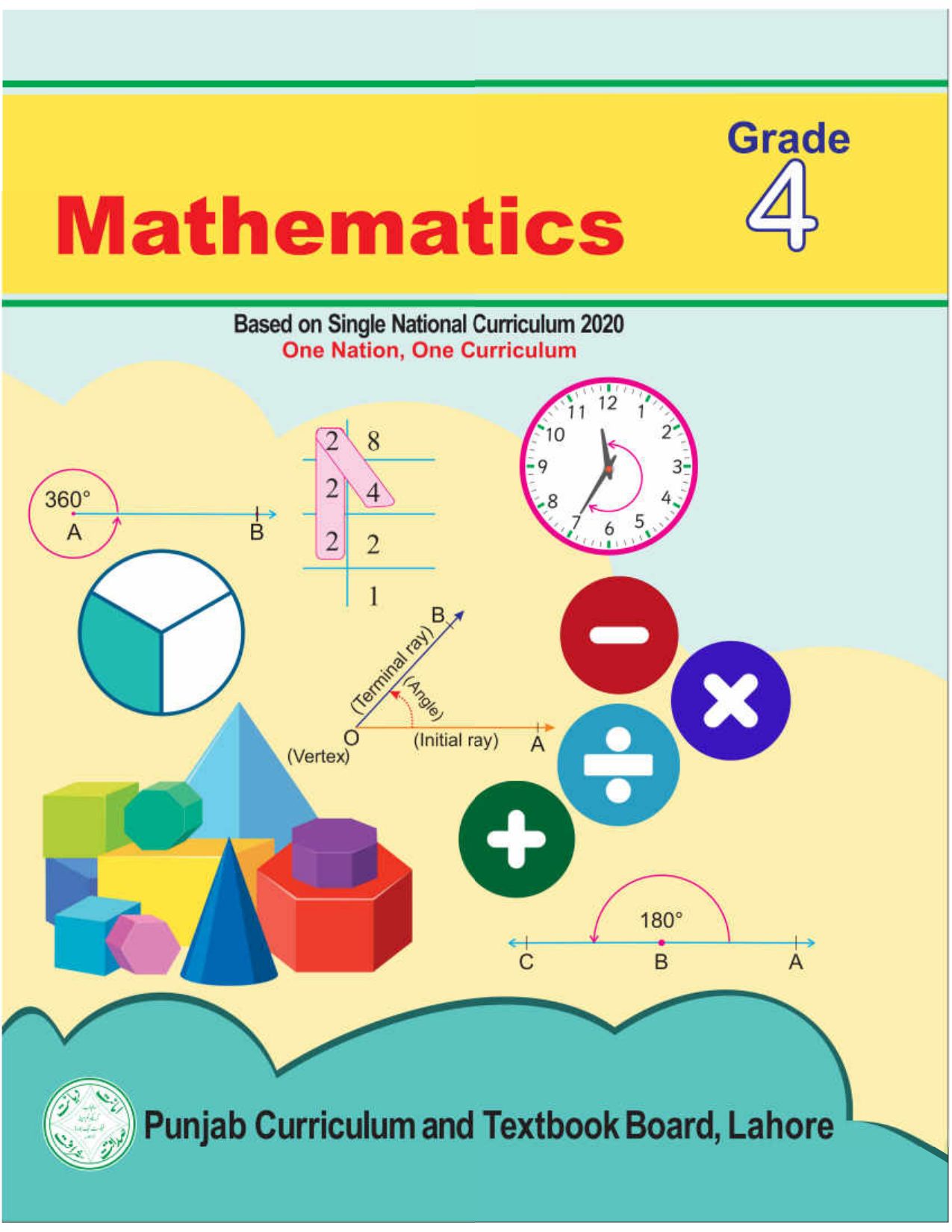 Math-4 (EM) — Class 4 Punjab Board book title page