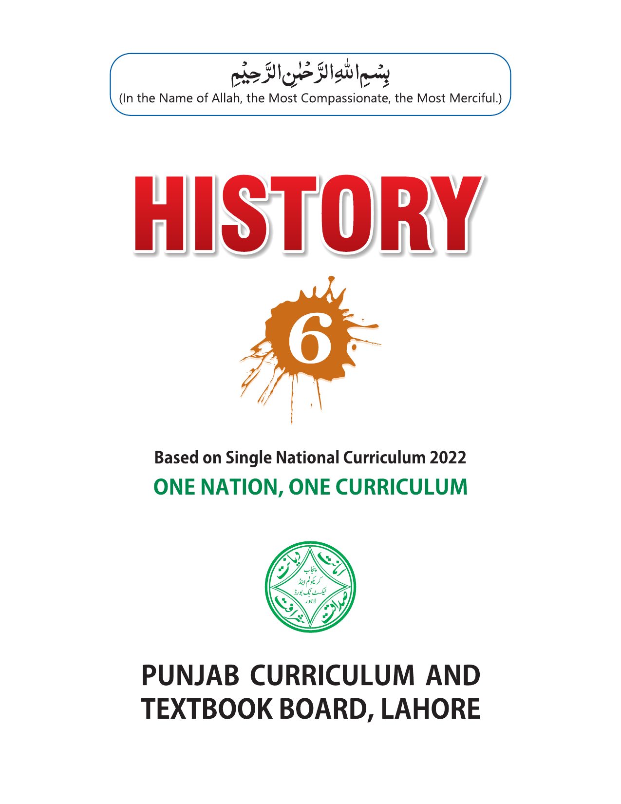 History SNC 2023-24 — Class 6 Punjab Board book title page