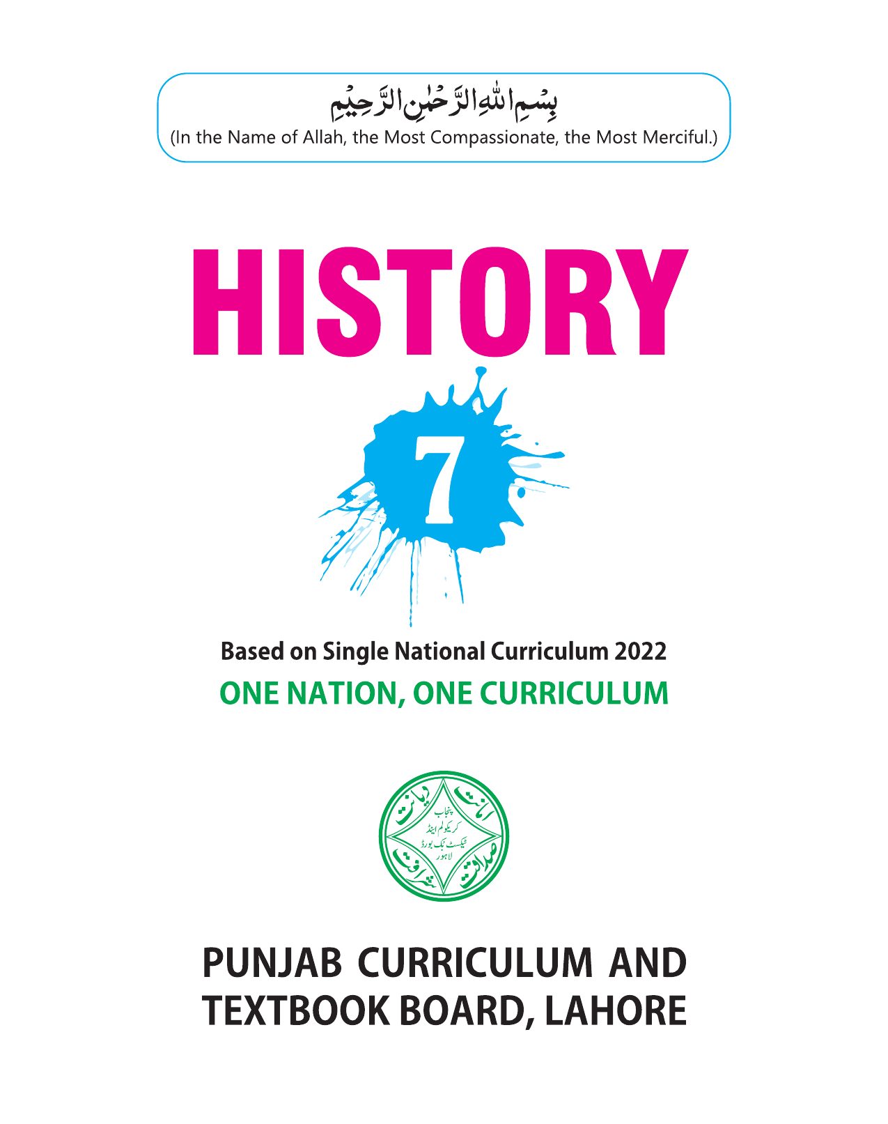 History SNC 2023-24 — Class 7 Punjab Board book title page
