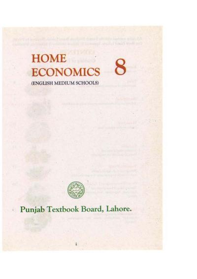 Home Economics (EM) — Class 8 Punjab Board book title page
